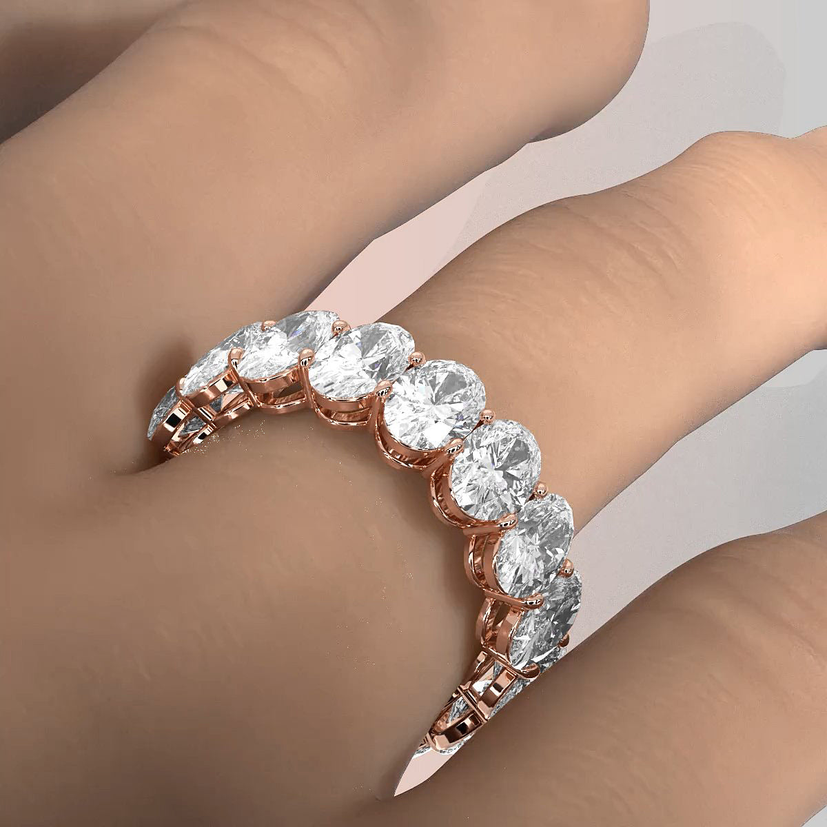 Oval Brilliant Lab Diamond Women's Eternity Ring 6.5 mm 7.7ctw.