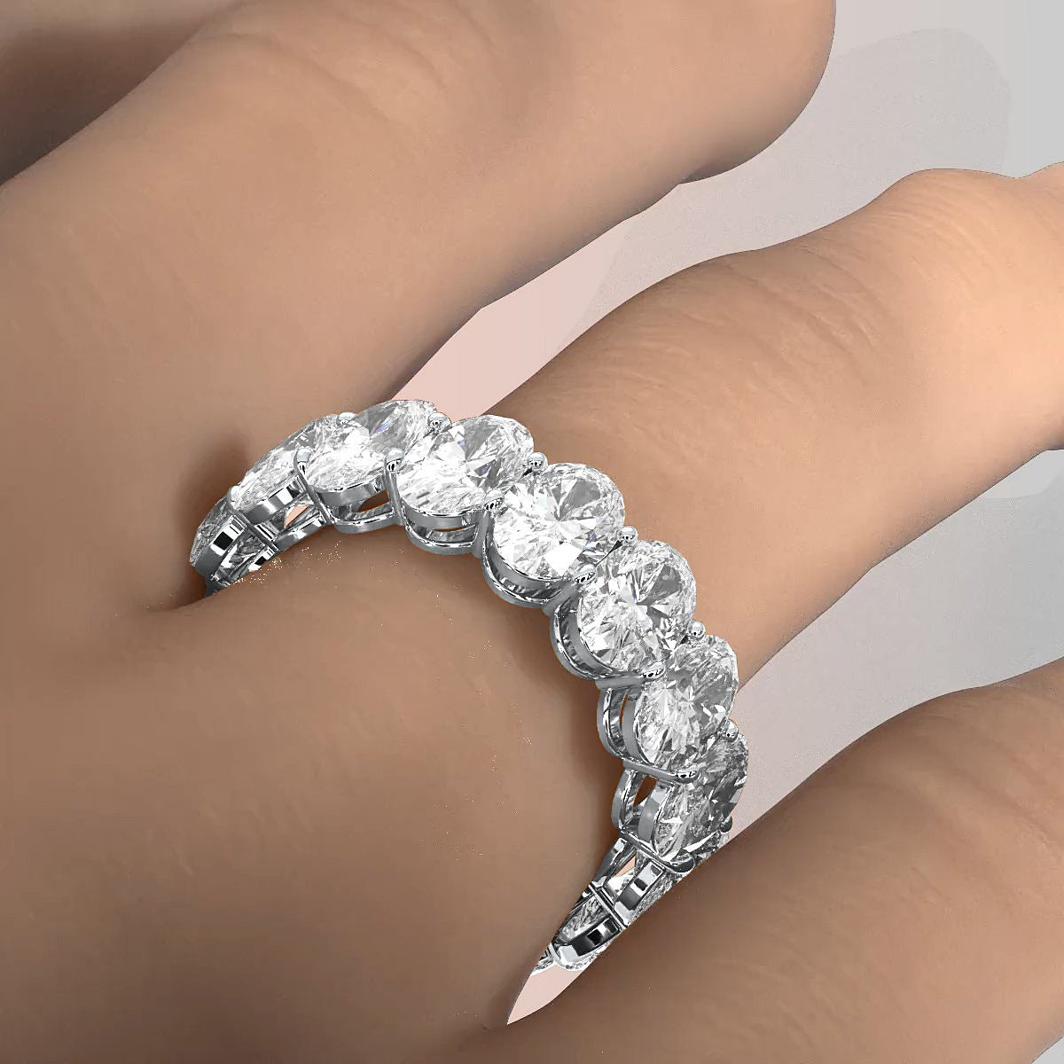 Oval Brilliant Lab Diamond Women's Eternity Ring 6.5 mm 7.7ctw.