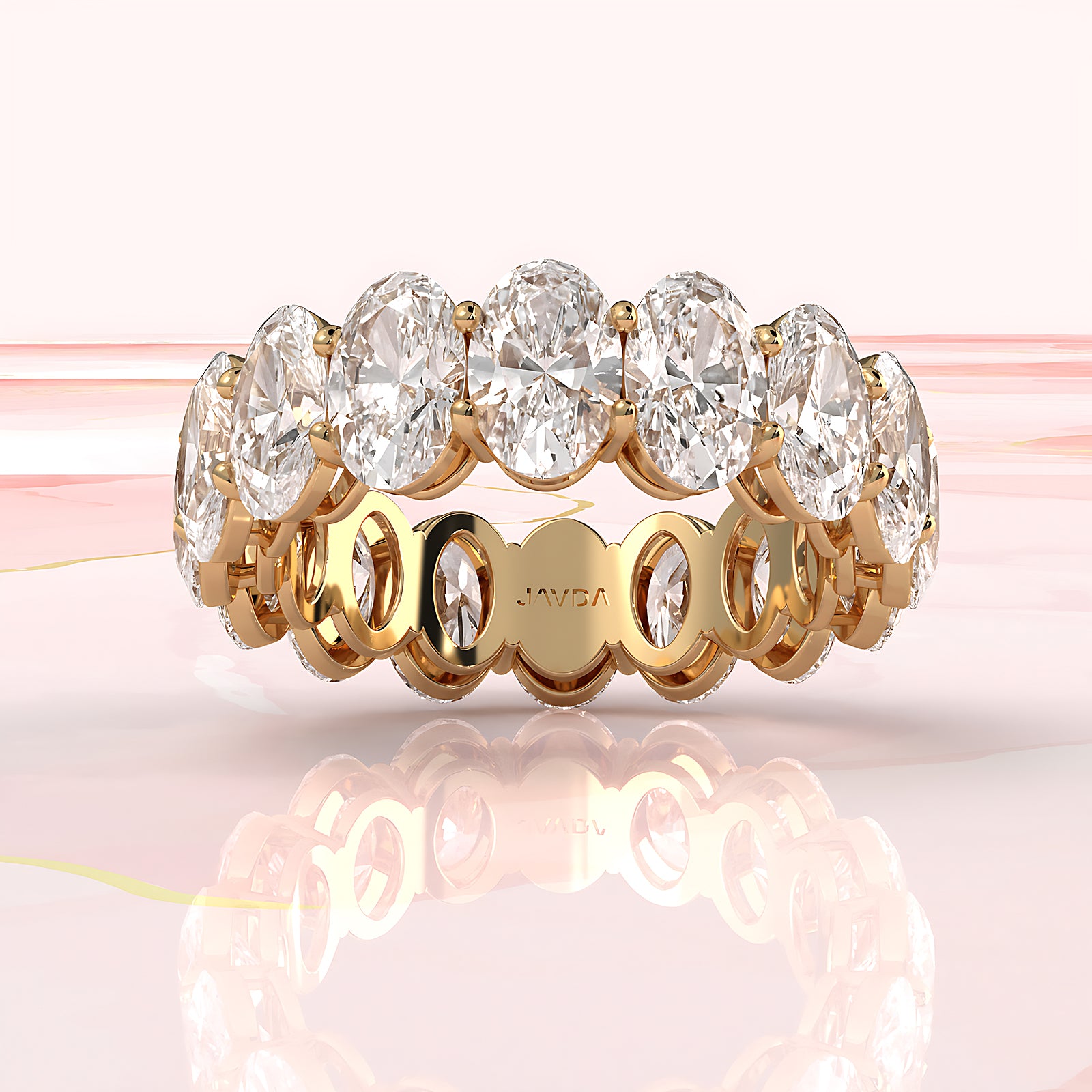 Oval Brilliant Lab Diamond Women's Eternity Ring 6.5 mm 7.7ctw.