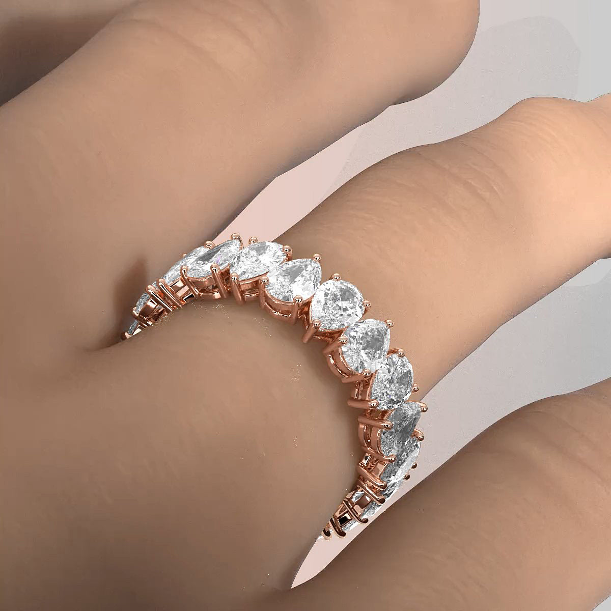 Pear Lab Diamond Women's Eternity Shared Prong Wedding Band 5 mm 3.80ctw.