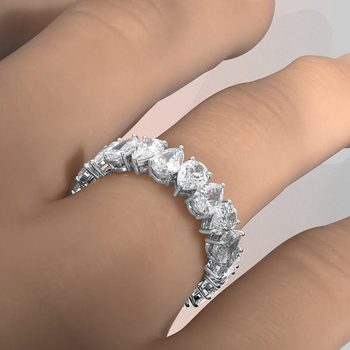 Pear Lab Diamond Women's Eternity Shared Prong Wedding Band 5 mm 3.80ctw.