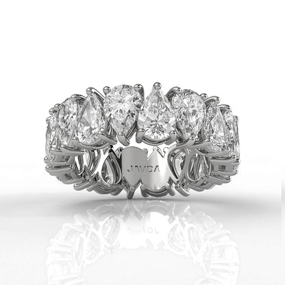 Women's Shared Prong Eternity Pear Lab Diamond Wedding Band 6 mm 6.30ctw.