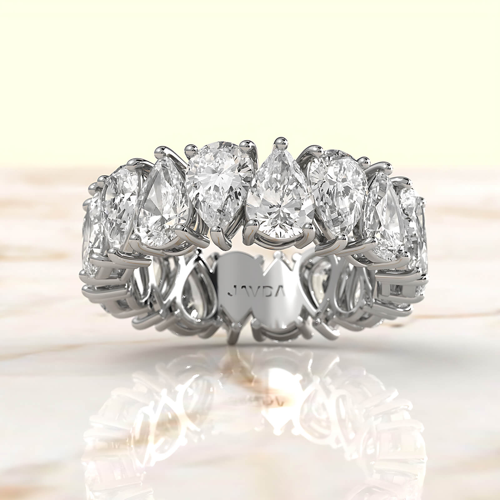 Women's Shared Prong Eternity Pear Lab Diamond Wedding Band 6 mm 6.30ctw.