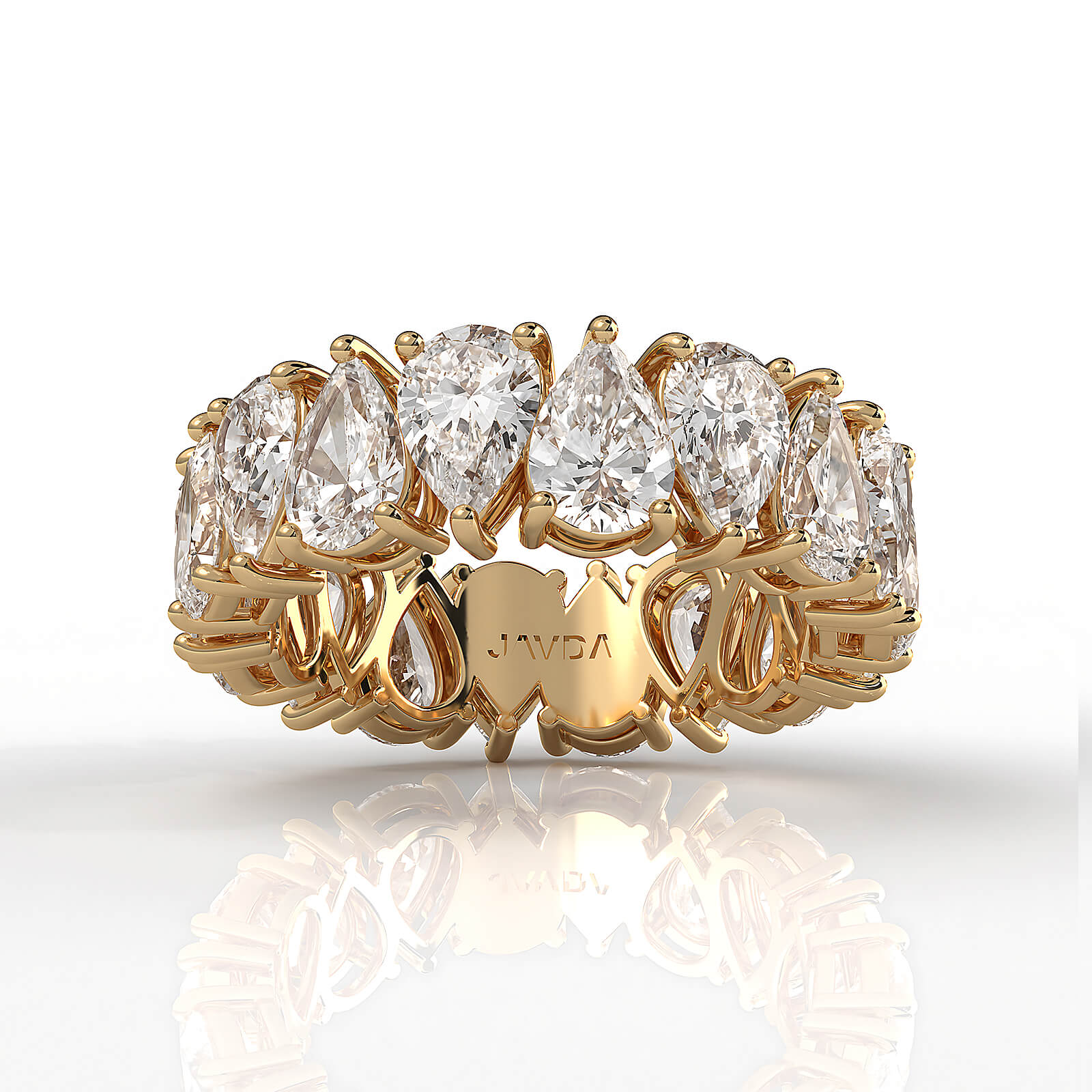 Women's Shared Prong Eternity Pear Lab Diamond Wedding Band 6 mm 6.30ctw.