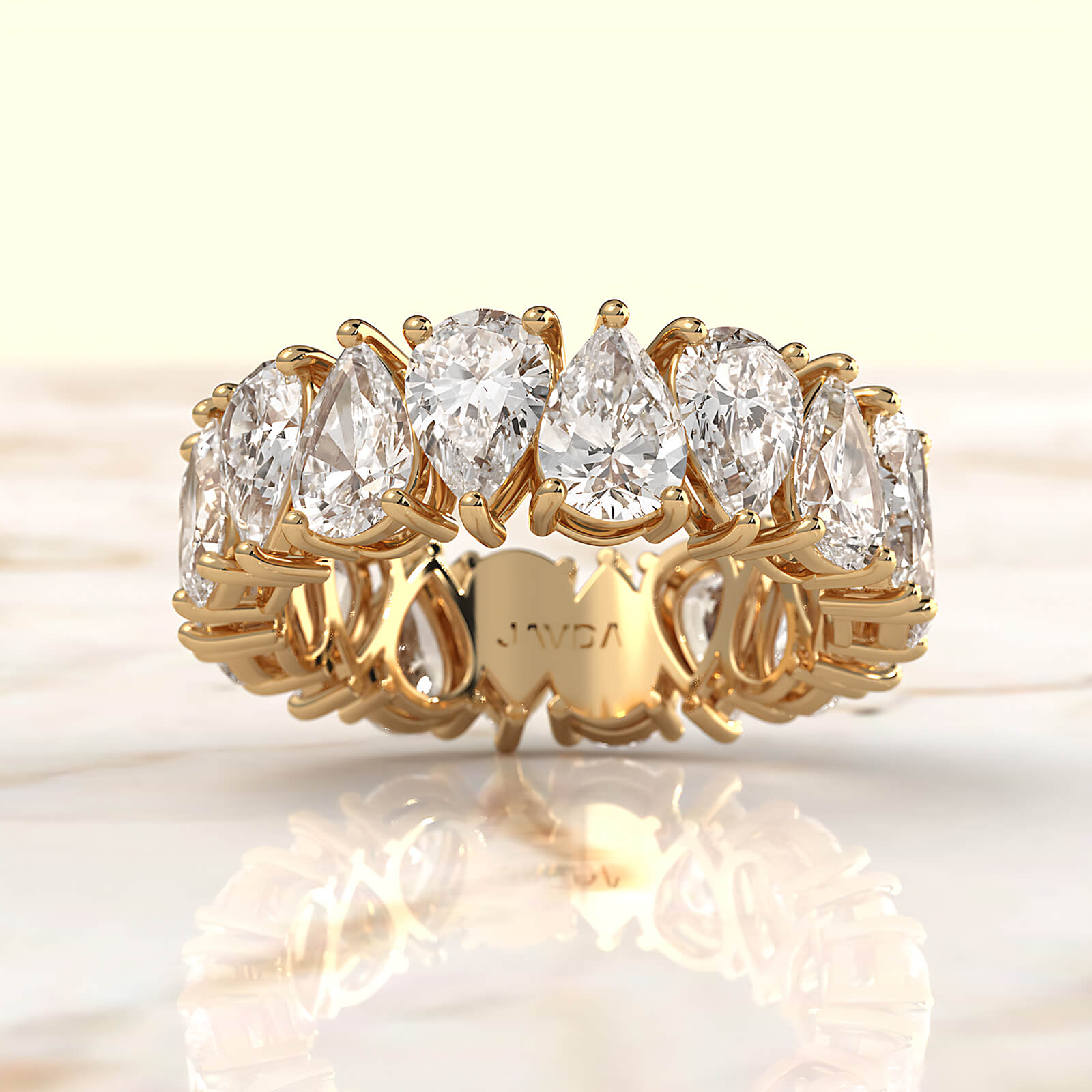 Women's Shared Prong Eternity Pear Lab Diamond Wedding Band 6 mm 6.30ctw.