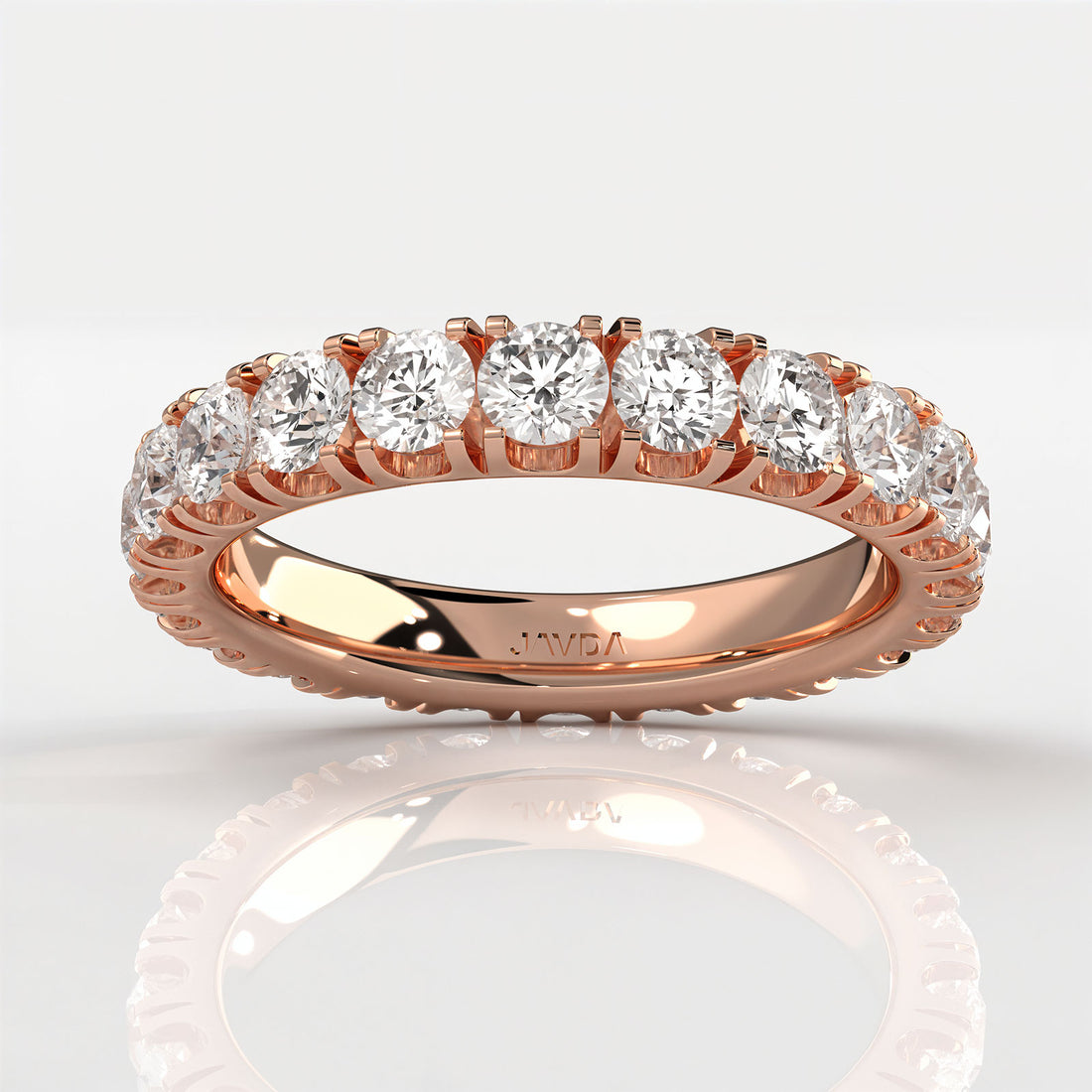 Women's French U Cut Pave Eternity Round Lab Diamond Wedding Band 3 mm 2.15ctw.