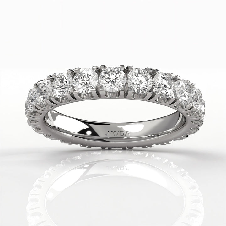 Women's French U Cut Pave Eternity Round Lab Diamond Wedding Band 3 mm 2.15ctw.