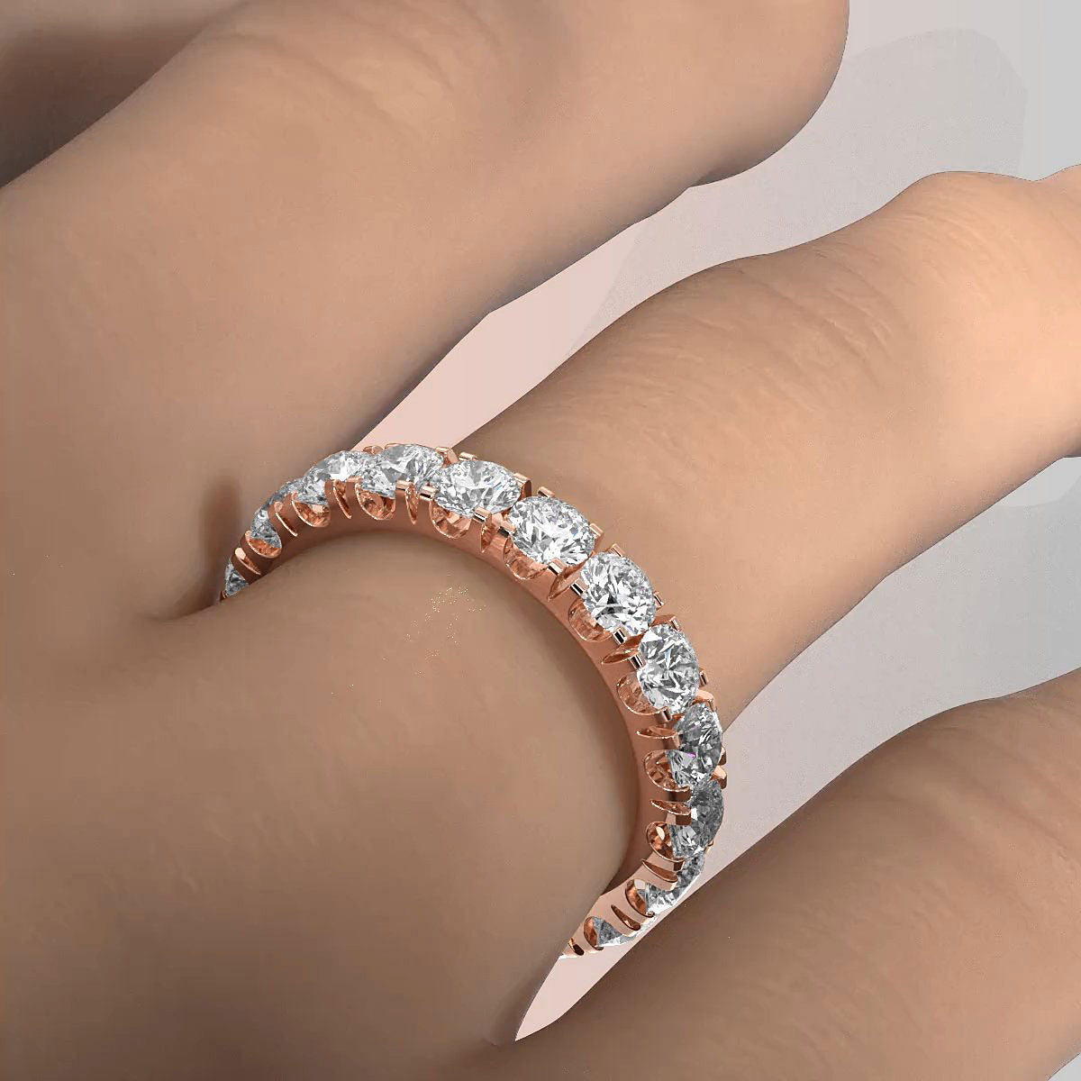 Round Lab Diamond Women's Eternity Shared Prong Wedding Band 4 mm 3.85ctw.