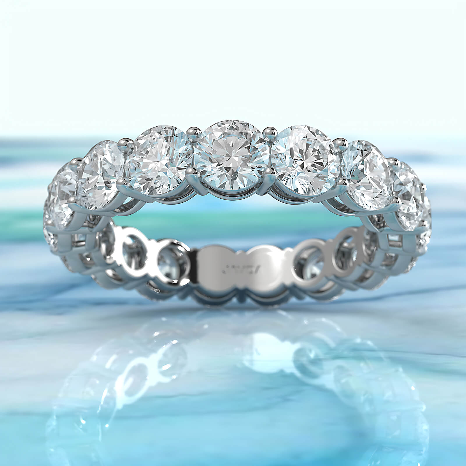 Round Lab Diamond Women's Eternity Shared Prong Wedding Band 4 mm 3.85ctw.