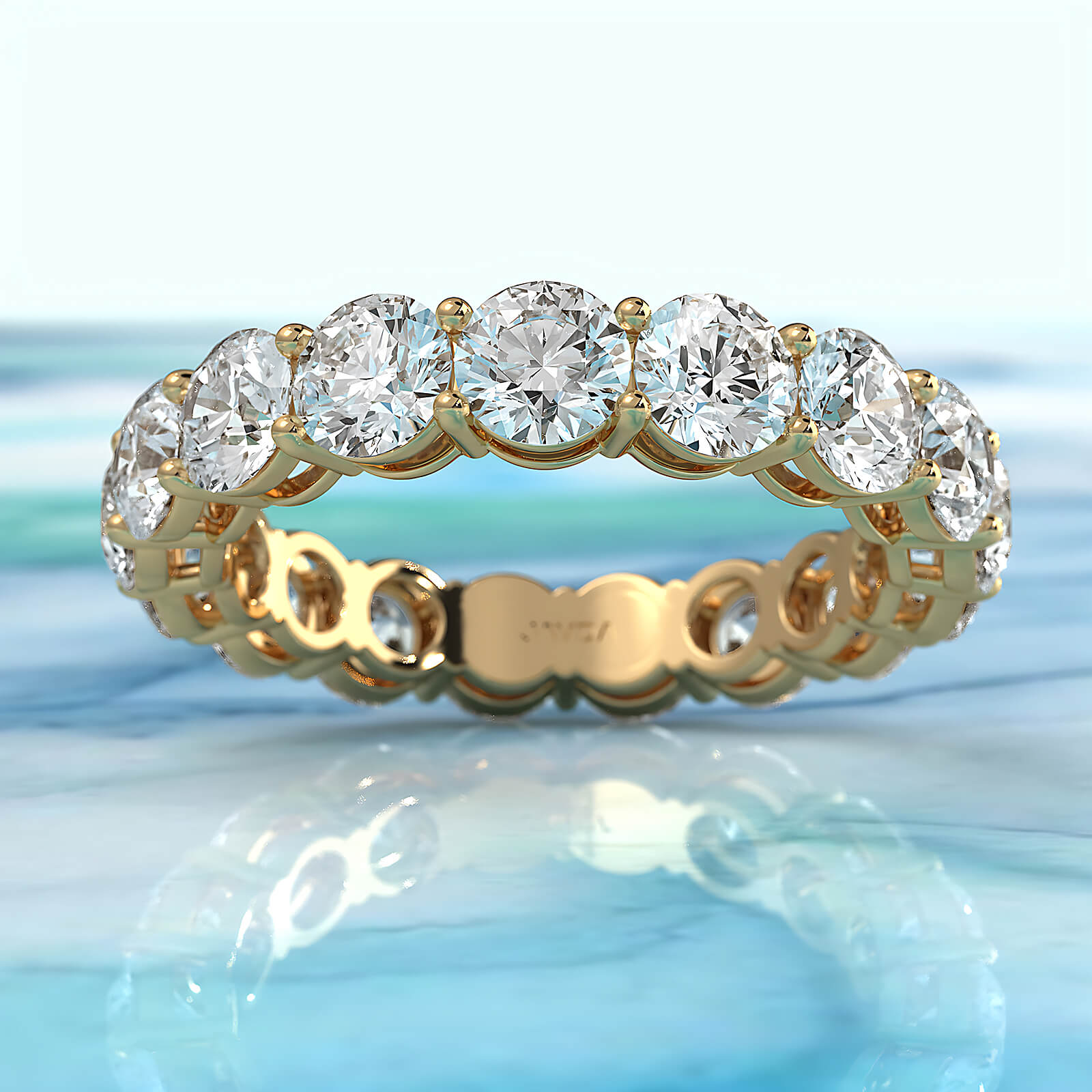 Round Lab Diamond Women's Eternity Shared Prong Wedding Band 4 mm 3.85ctw.