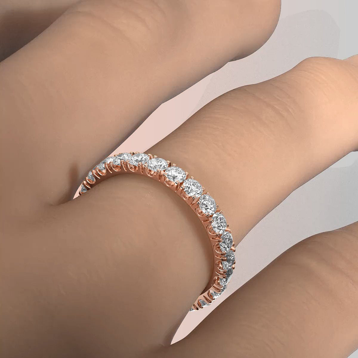 Women's Eternity Round Lab Diamond Shared Prong Set Wedding Band 2.5 mm 1.35ctw.