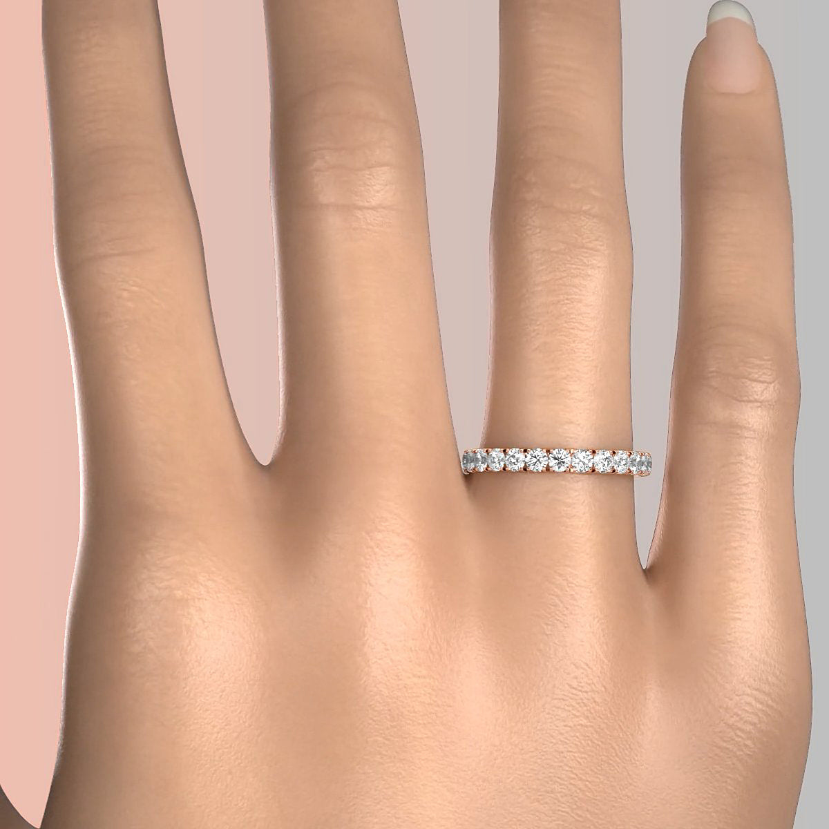 Women's Eternity Round Lab Diamond Shared Prong Set Wedding Band 2.5 mm 1.35ctw.