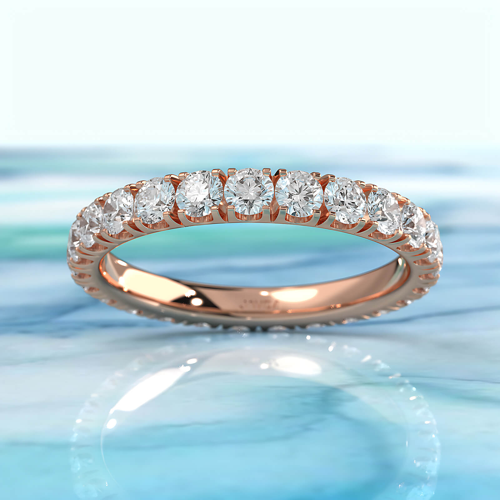 Women's Eternity Round Lab Diamond Shared Prong Set Wedding Band 2.5 mm 1.35ctw.