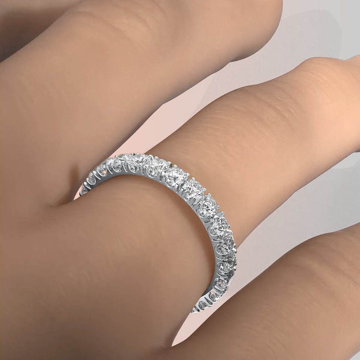 Women's Eternity Round Lab Diamond Shared Prong Set Wedding Band 2.5 mm 1.35ctw.