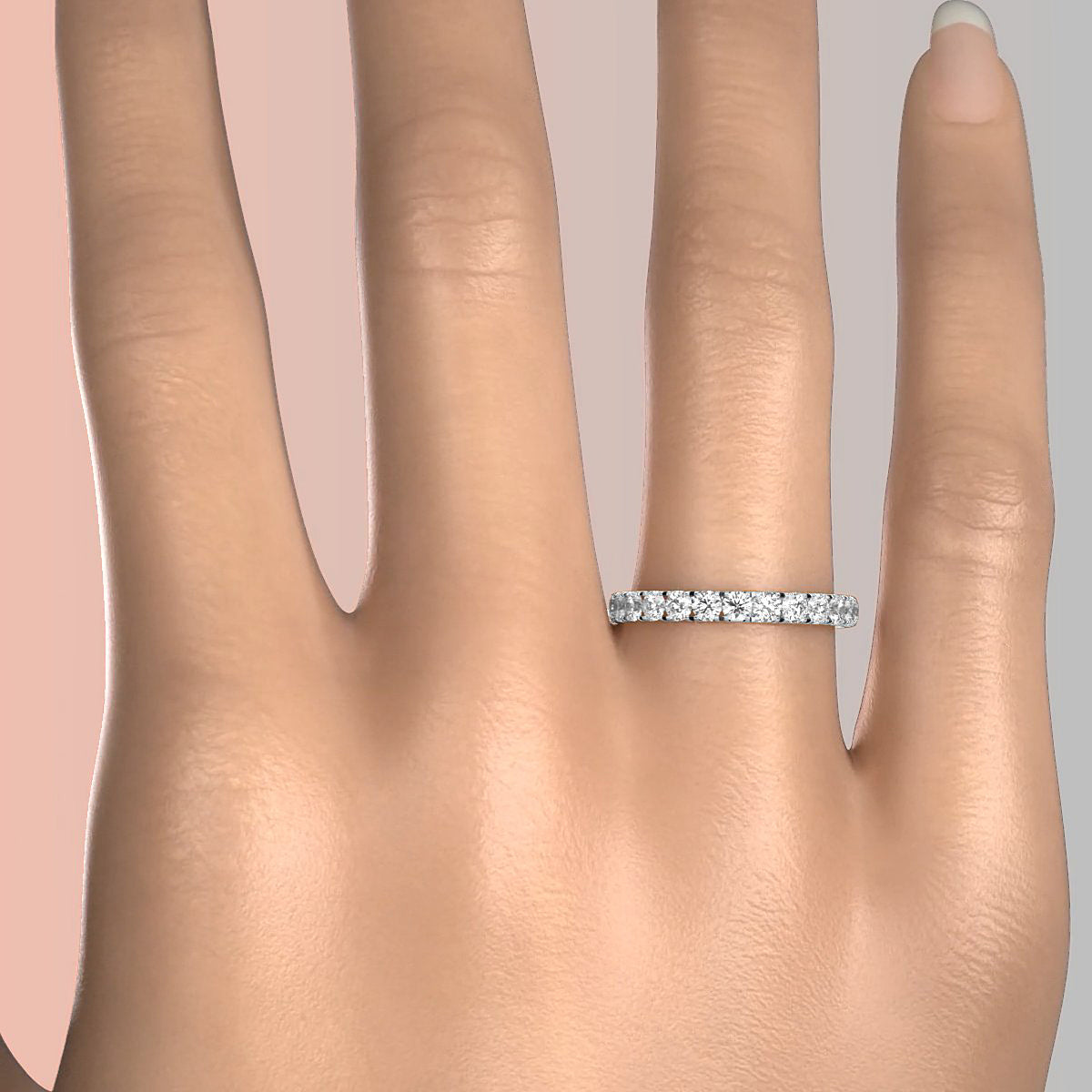 Women's Eternity Round Lab Diamond Shared Prong Set Wedding Band 2.5 mm 1.35ctw.