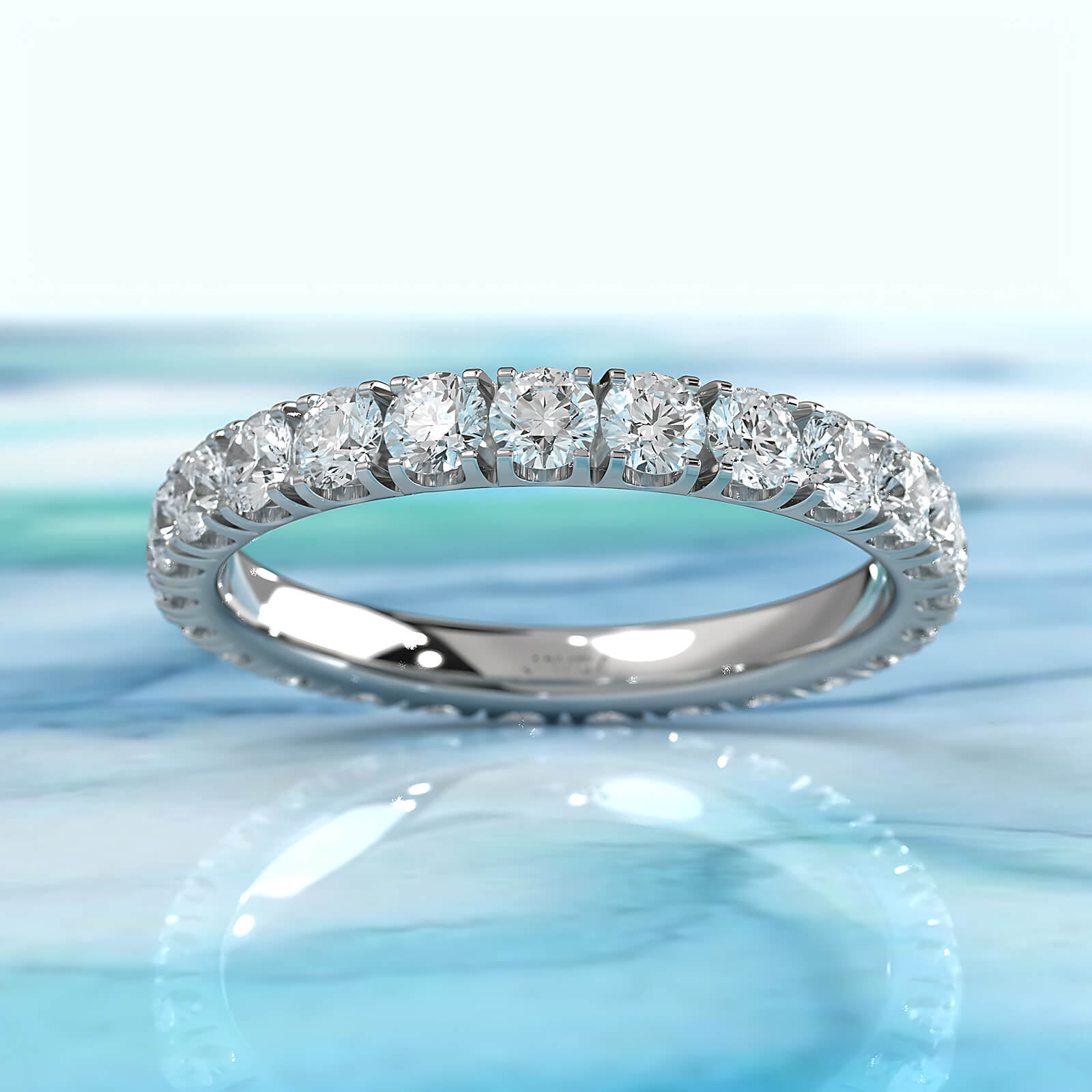 Women's Eternity Round Lab Diamond Shared Prong Set Wedding Band 2.5 mm 1.35ctw.