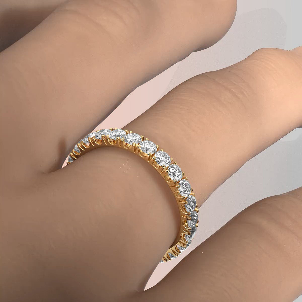 Women's Eternity Round Lab Diamond Shared Prong Set Wedding Band 2.5 mm 1.35ctw.