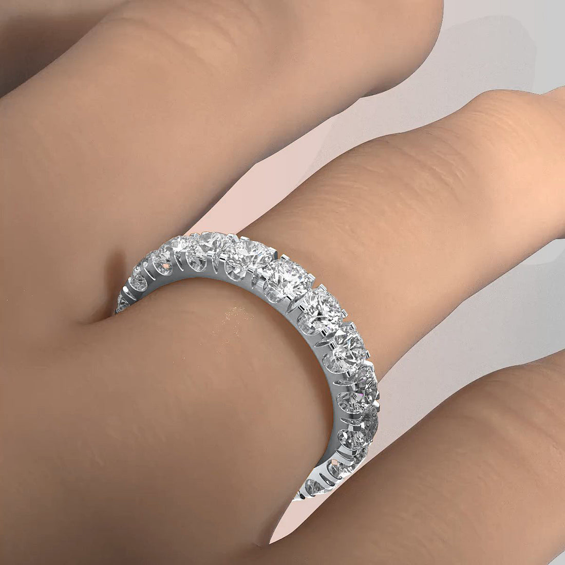 Round Lab Diamond Women's Eternity Shared Prong Wedding Band 3.5 mm 2.9ctw.