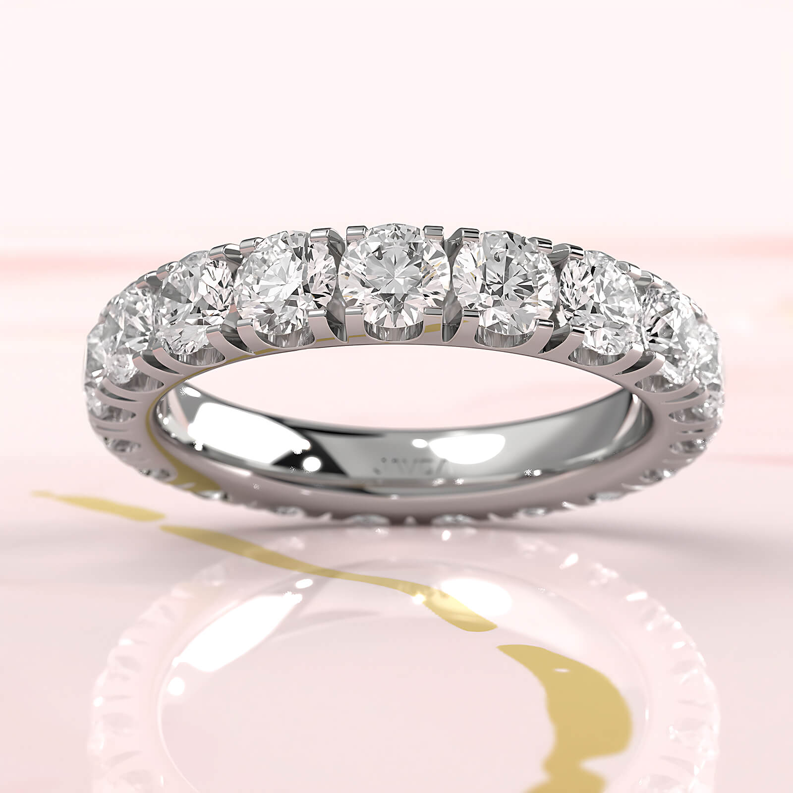 Round Lab Diamond Women's Eternity Shared Prong Wedding Band 3.5 mm 2.9ctw.