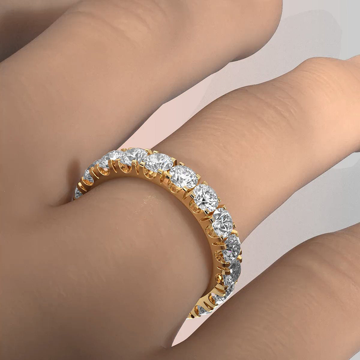 Round Lab Diamond Women's Eternity Shared Prong Wedding Band 3.5 mm 2.9ctw.