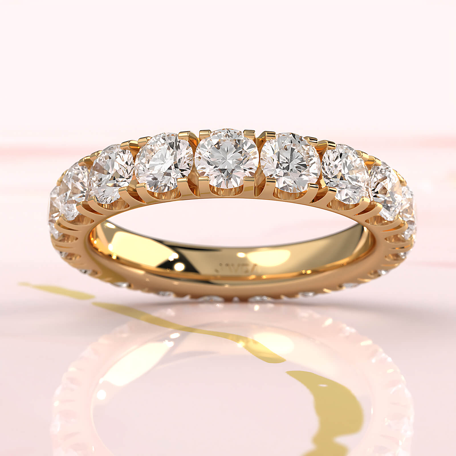 Round Lab Diamond Women's Eternity Shared Prong Wedding Band 3.5 mm 2.9ctw.