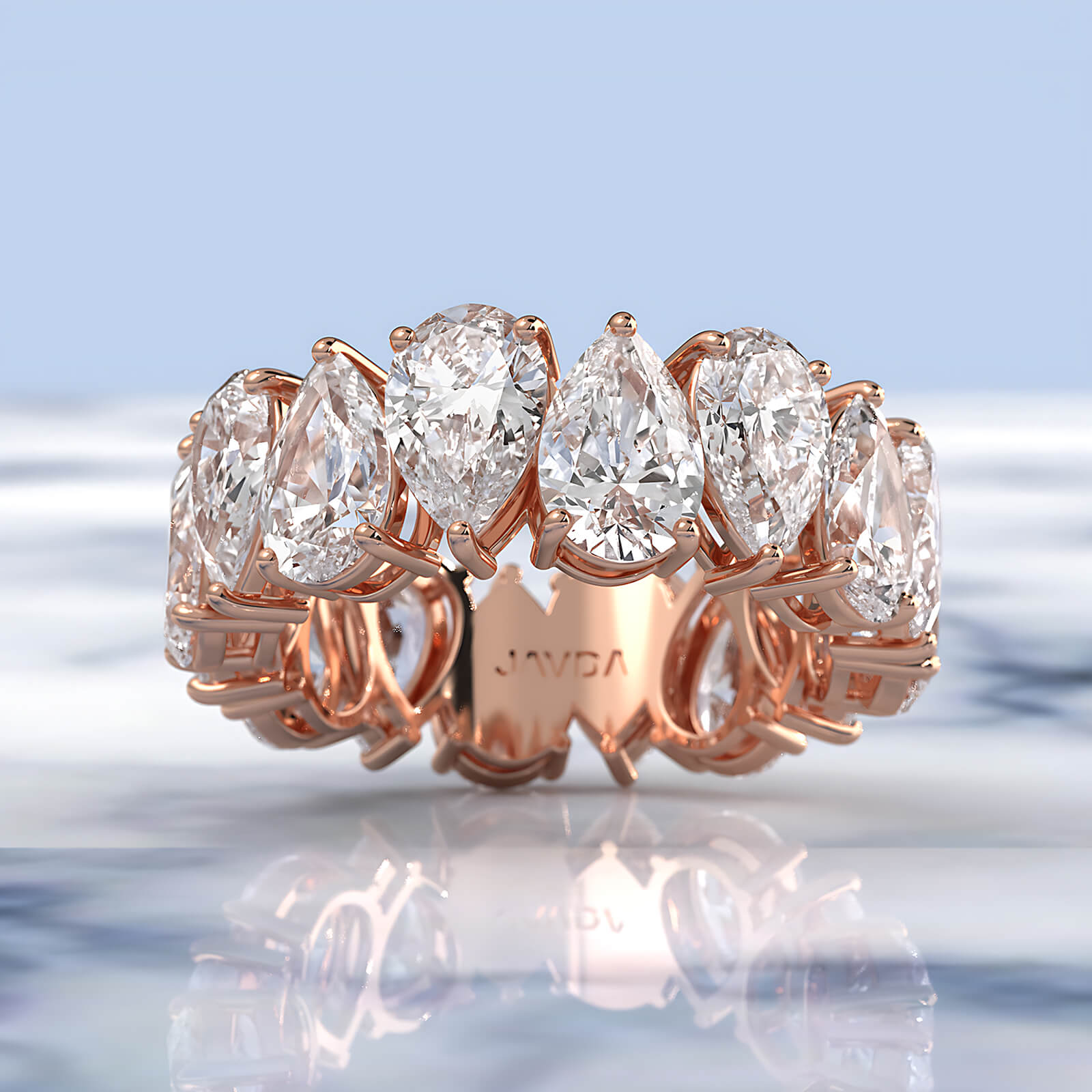 Shared Prong Pear Lab Diamond Women's Eternity Wedding Band 7 mm 8ctw.