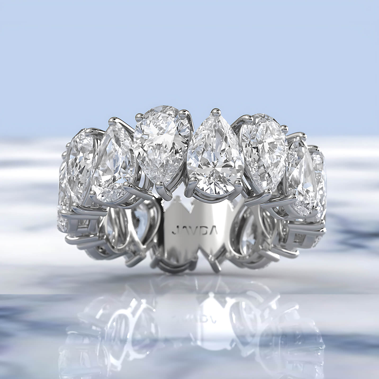 Shared Prong Pear Lab Diamond Women's Eternity Wedding Band 7 mm 8ctw.