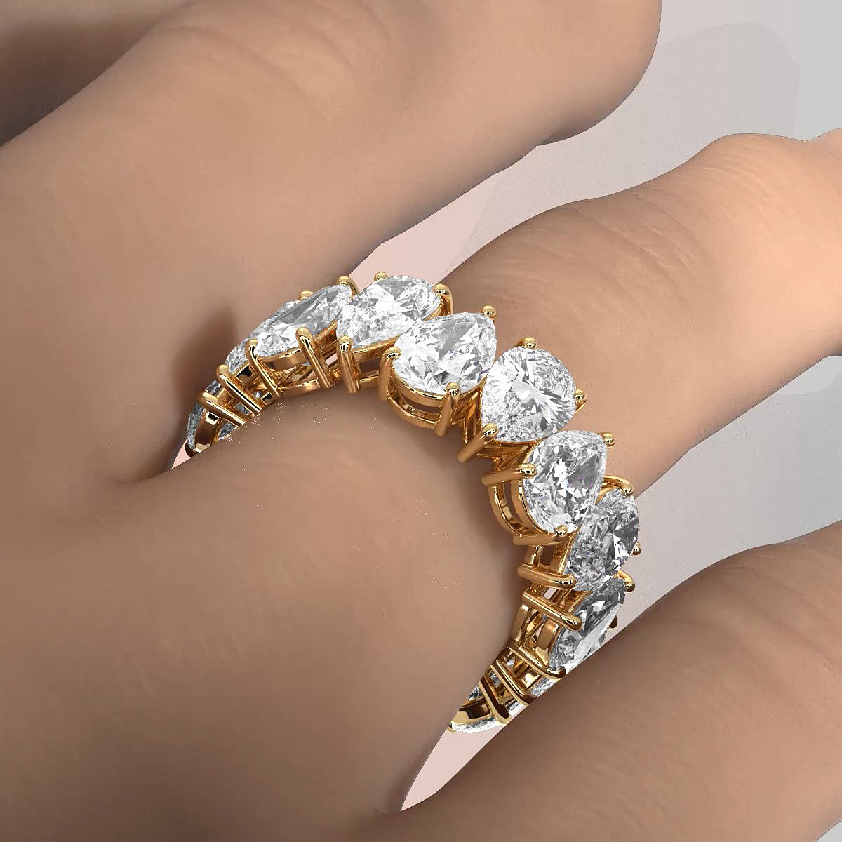 Shared Prong Pear Lab Diamond Women's Eternity Wedding Band 7 mm 8ctw.