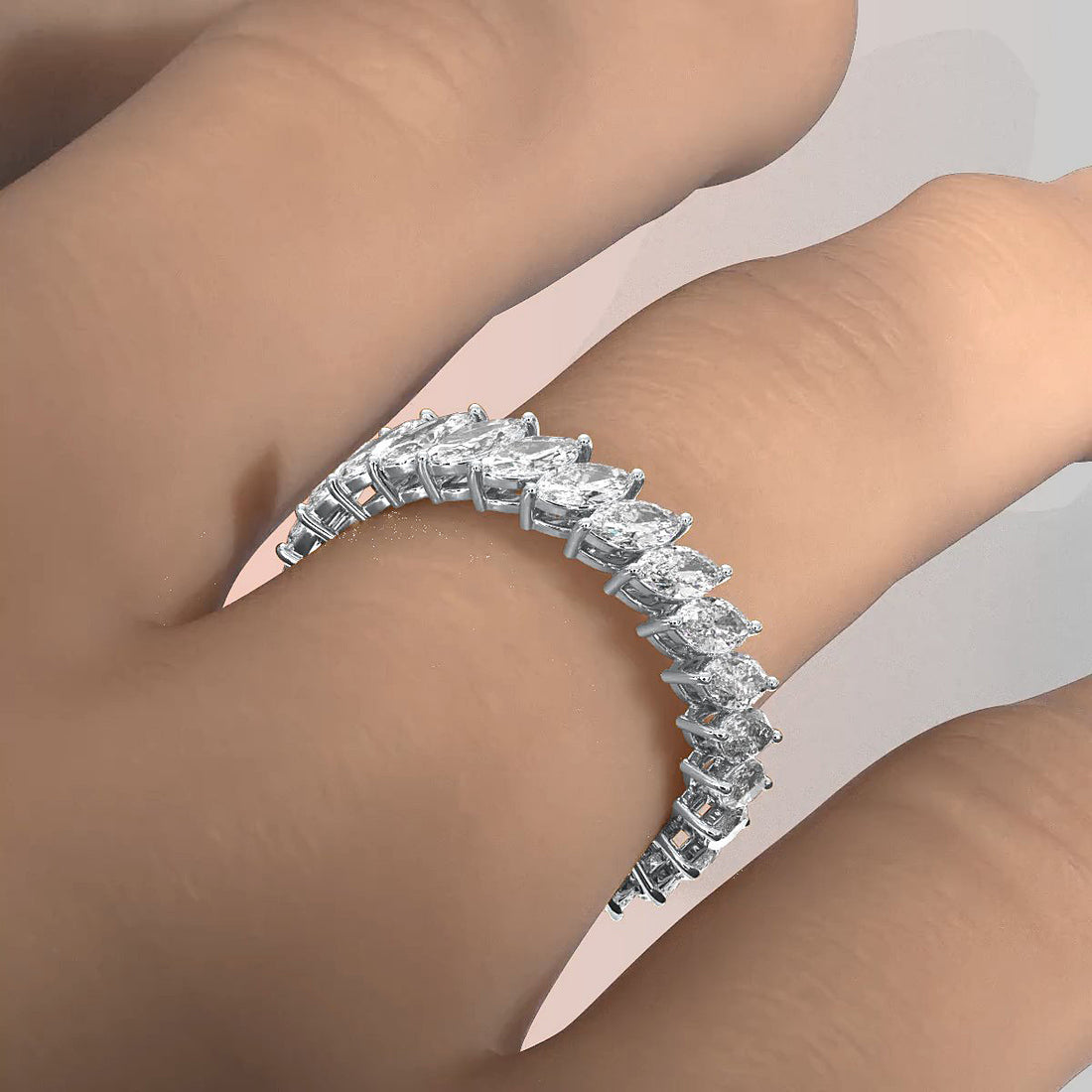 Marquise Lab Diamond Women's Eternity Shared Prong Wedding Band 4.5 mm 2ctw.