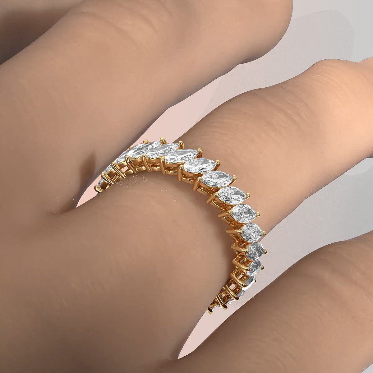 Marquise Lab Diamond Women's Eternity Shared Prong Wedding Band 4.5 mm 2ctw.