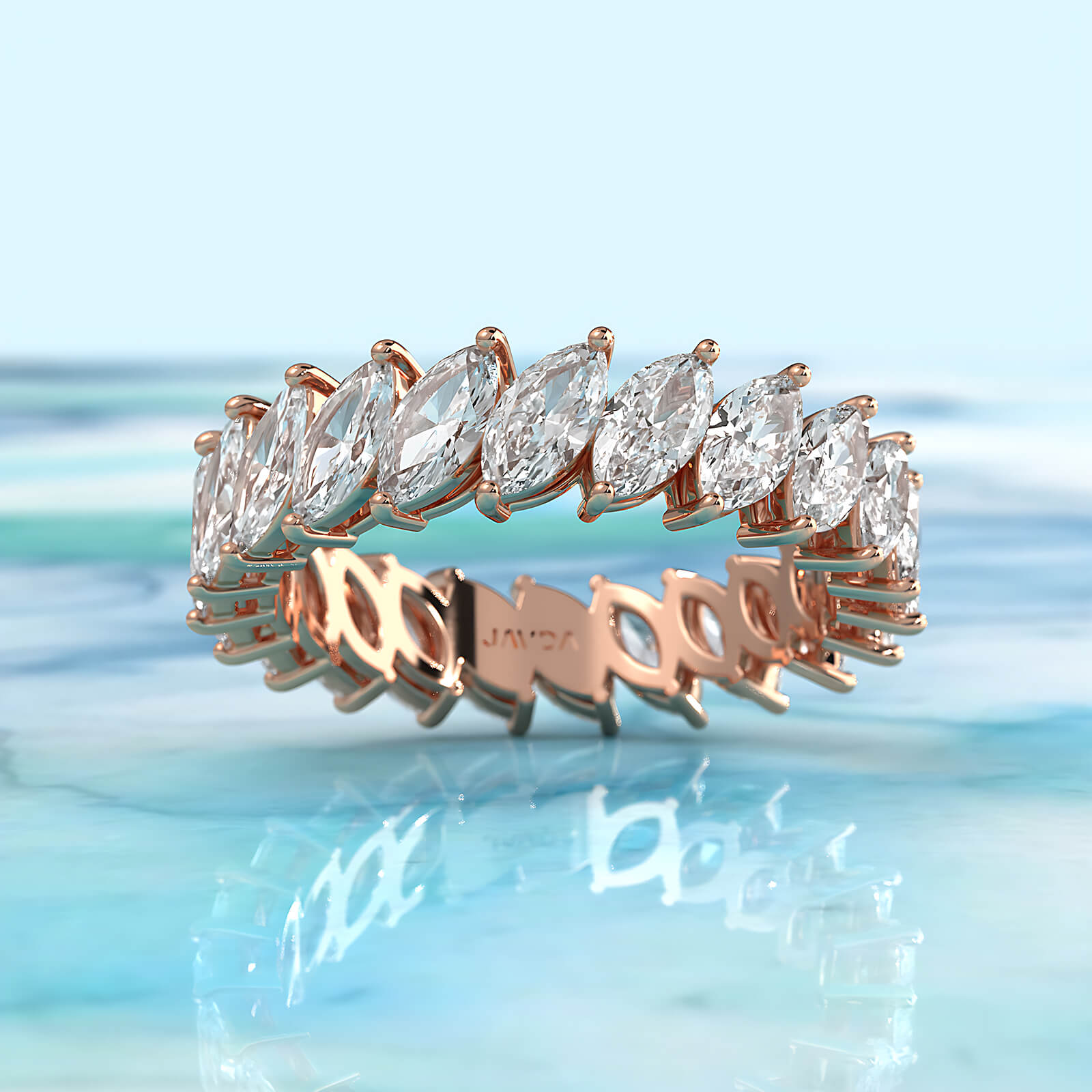 Marquise Lab Diamond Shared Prong Women's Wedding Band 5.5 mm 3.15ctw.