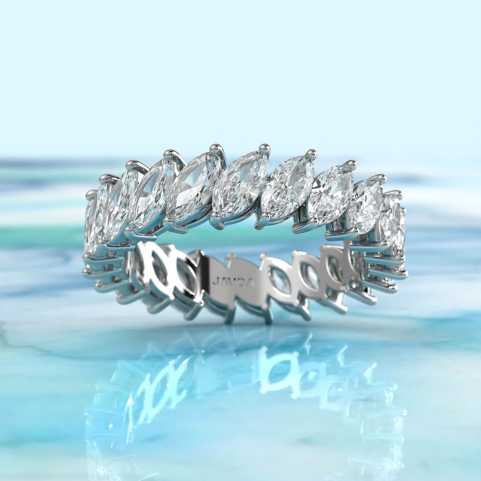 Marquise Lab Diamond Shared Prong Women's Wedding Band 5.5 mm 3.15ctw.