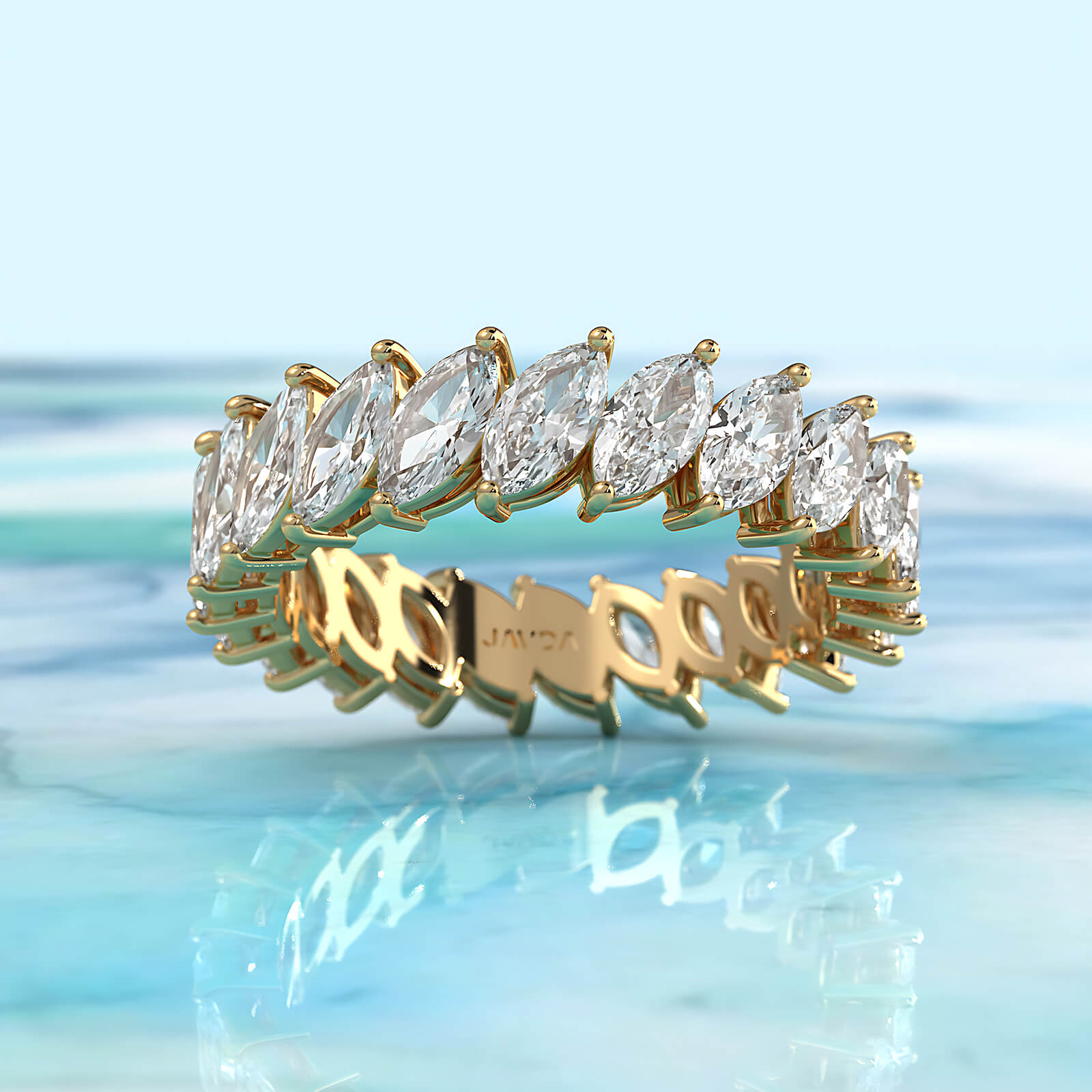 Marquise Lab Diamond Shared Prong Women's Wedding Band 5.5 mm 3.15ctw.