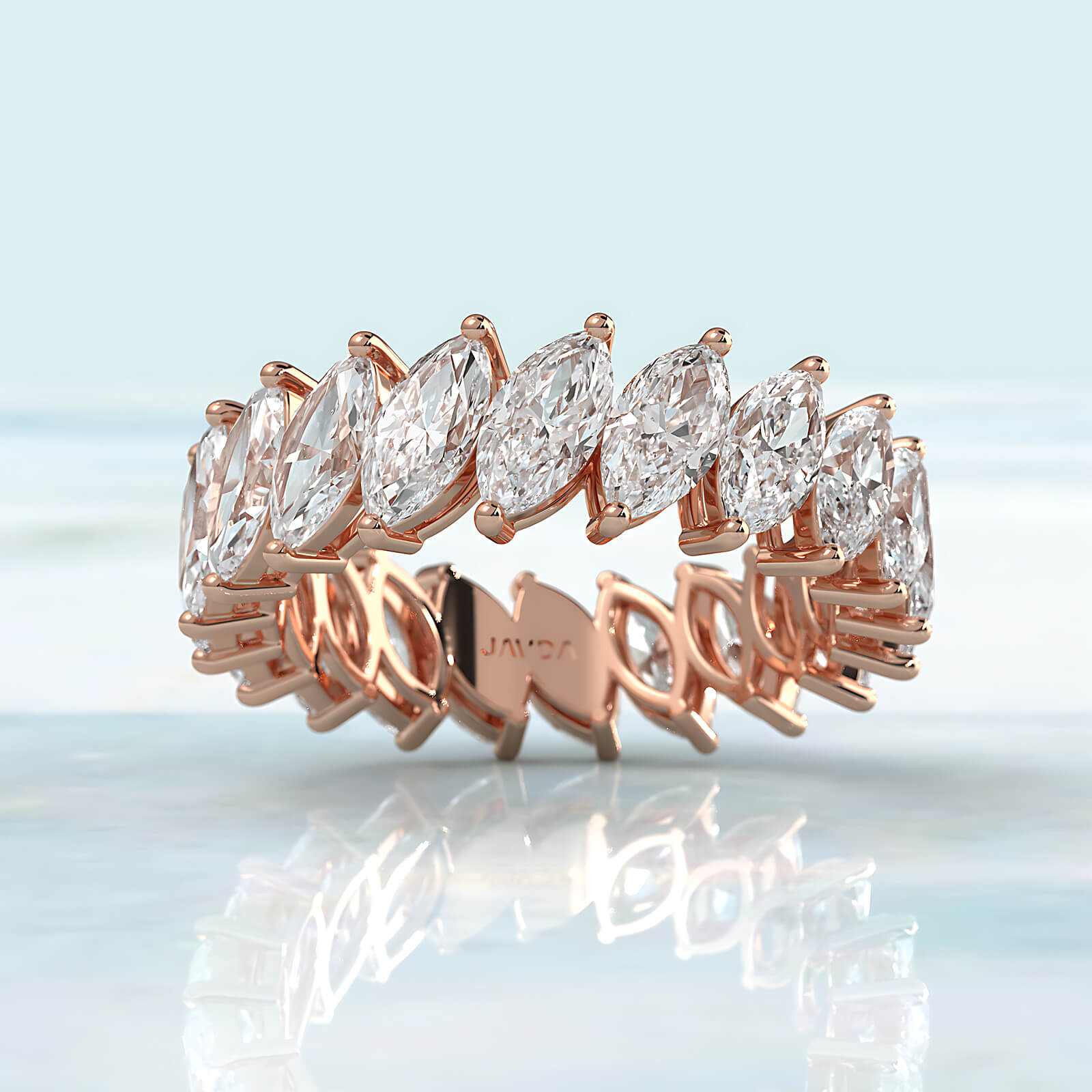 Shared Prong Set Marquise Lab Diamond Women's Eternity Wedding Band 6.5 mm 4.25ctw.