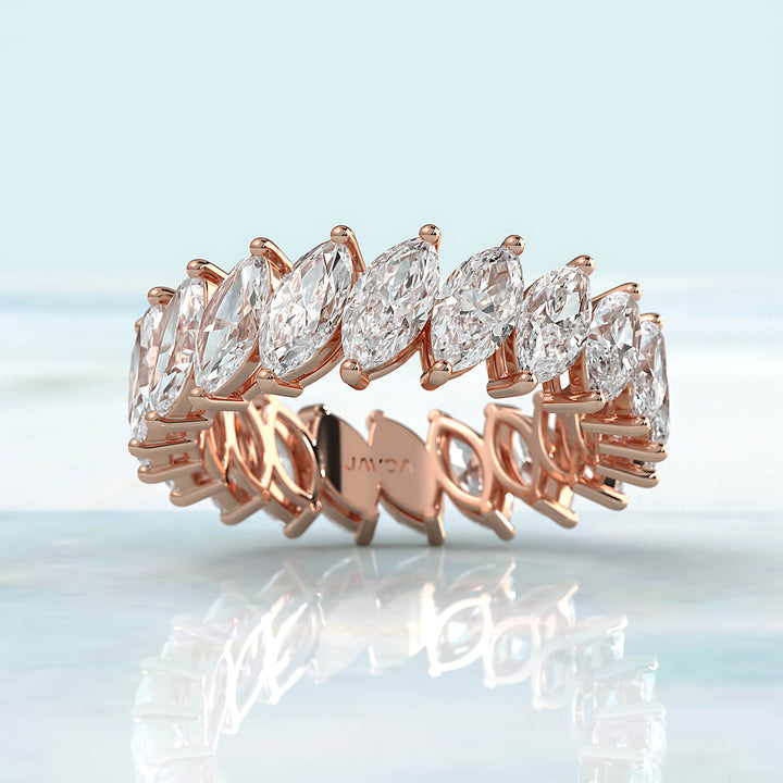 Shared Prong Set Marquise Lab Diamond Women's Eternity Wedding Band 6.5 mm 4.25ctw.