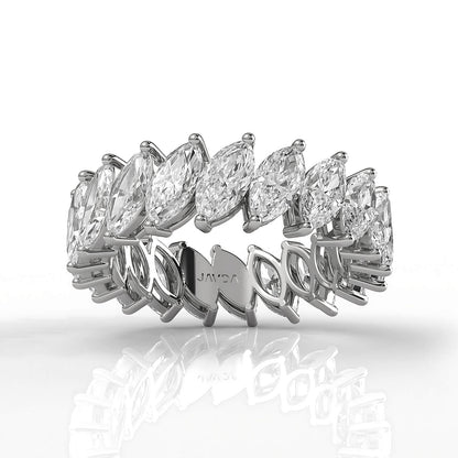 Shared Prong Set Marquise Lab Diamond Women's Eternity Wedding Band 6.5 mm 4.25ctw.