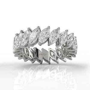 Shared Prong Set Marquise Lab Diamond Women's Eternity Wedding Band 6.5 mm 4.25ctw.