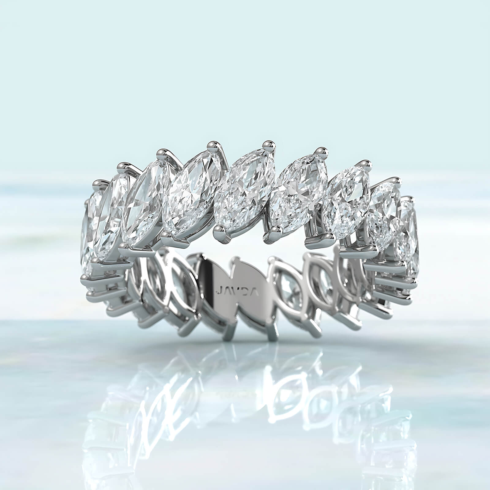 Shared Prong Set Marquise Lab Diamond Women's Eternity Wedding Band 6.5 mm 4.25ctw.