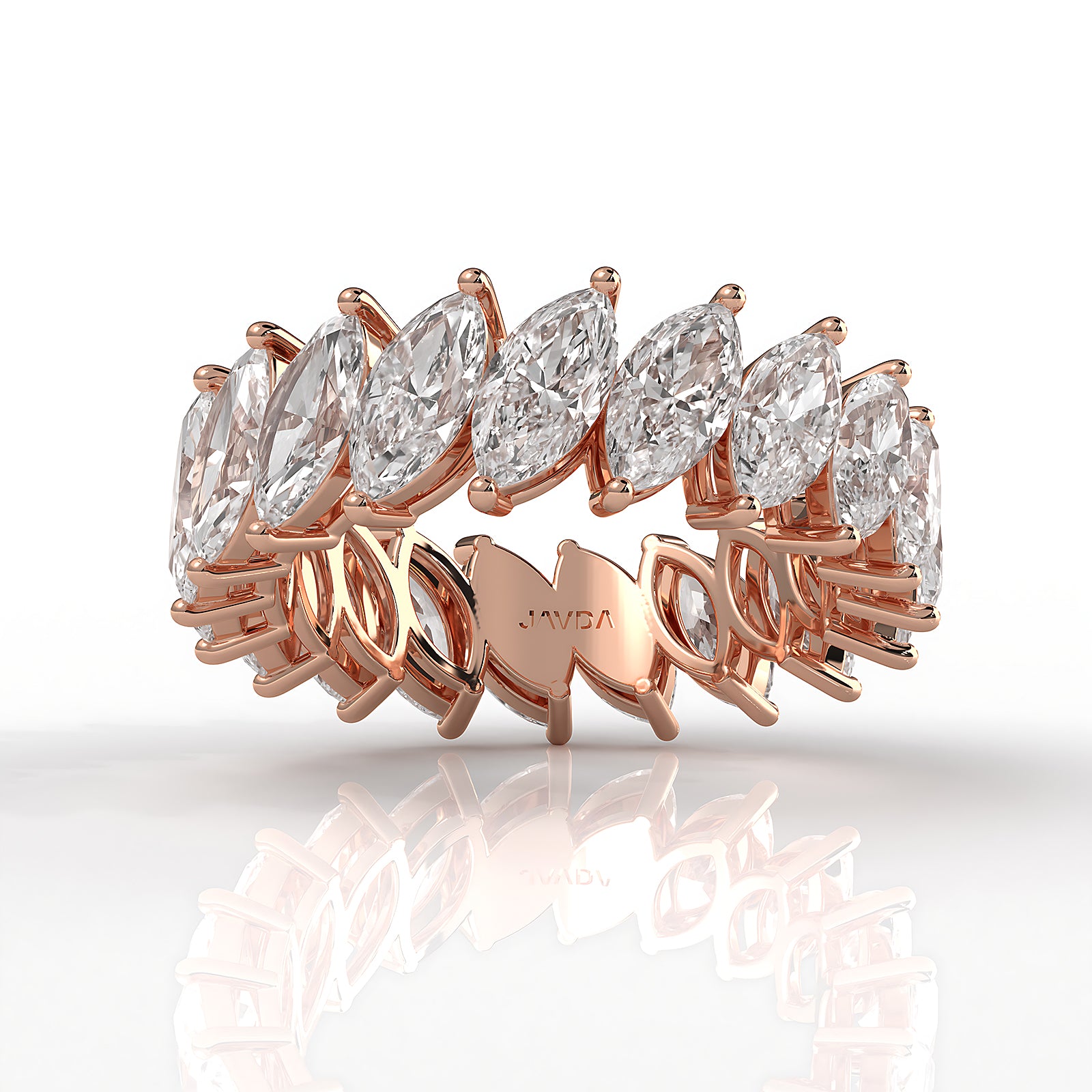 Marquise Lab Diamond Shared Prong Women's Wedding Band 7 mm 4.8ctw.