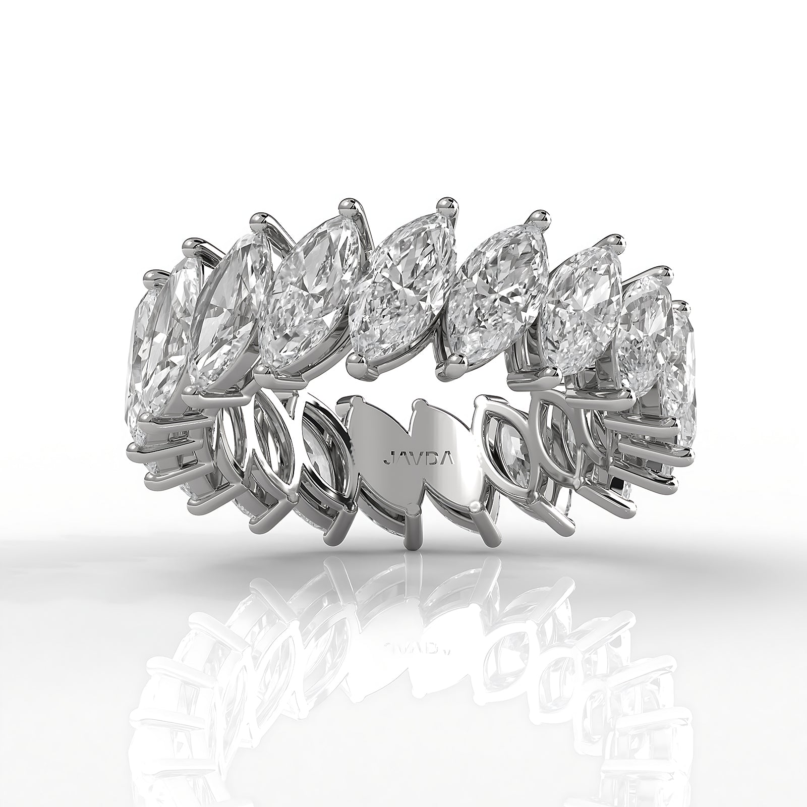 Marquise Lab Diamond Shared Prong Women's Wedding Band 7 mm 4.8ctw.