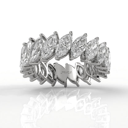 Marquise Lab Diamond Shared Prong Women's Wedding Band 7 mm 4.8ctw.