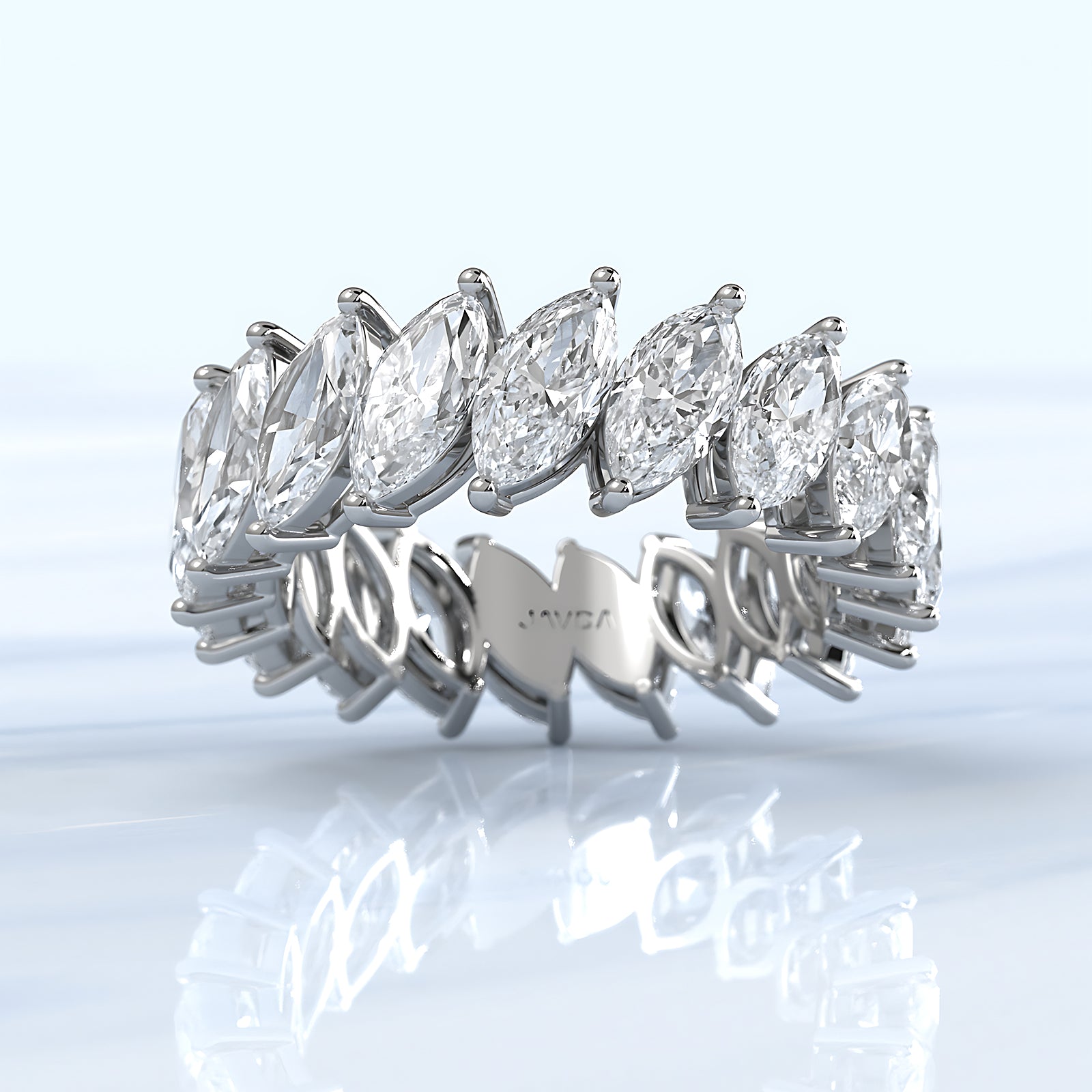 Marquise Lab Diamond Shared Prong Women's Wedding Band 7 mm 4.8ctw.