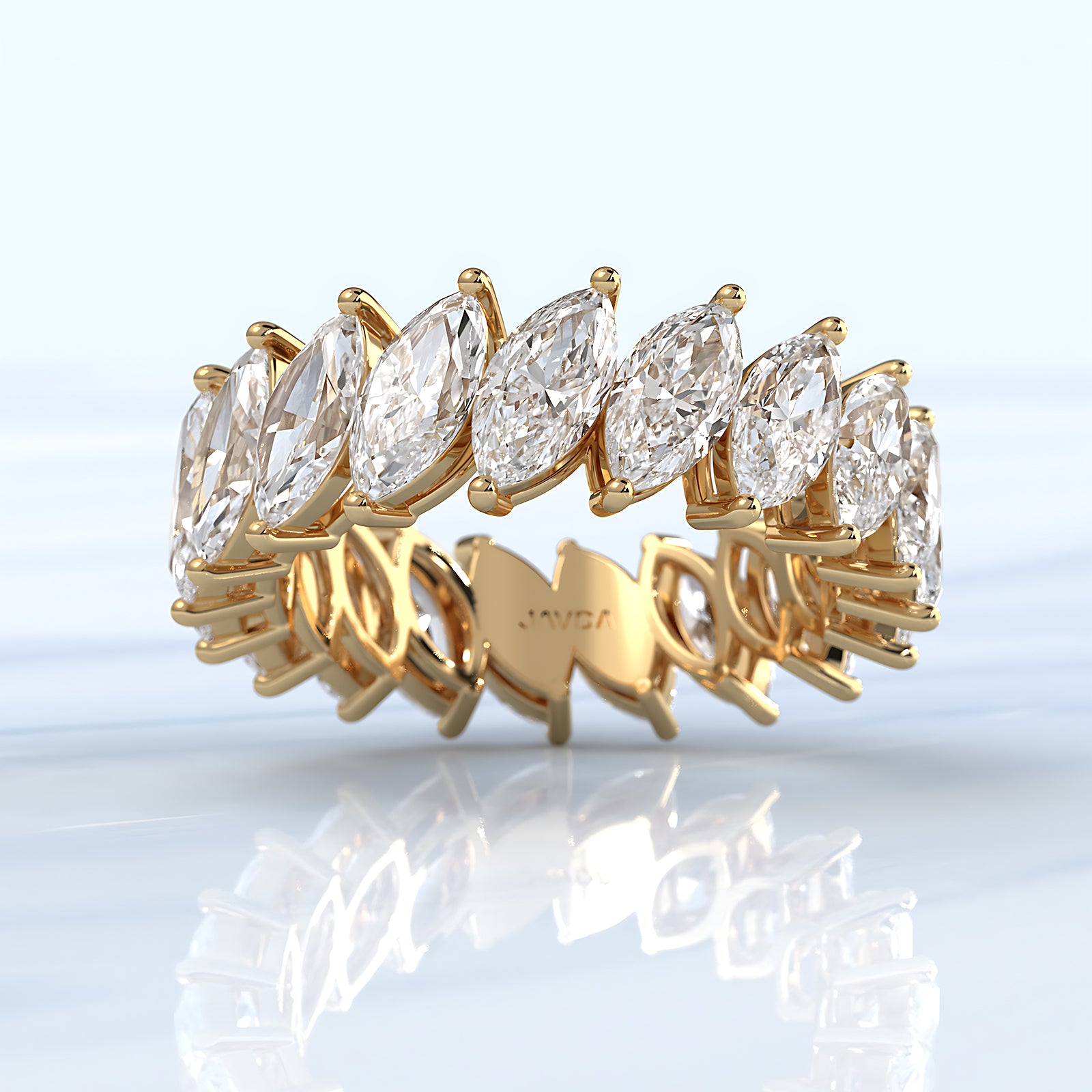 Marquise Lab Diamond Shared Prong Women's Wedding Band 7 mm 4.8ctw.