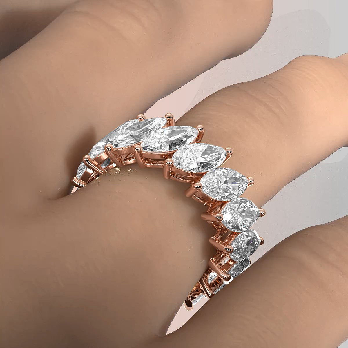 Shared Prong Eternity Marquise Lab Diamond Women's Wedding Band 8.5 mm 7.5ctw.