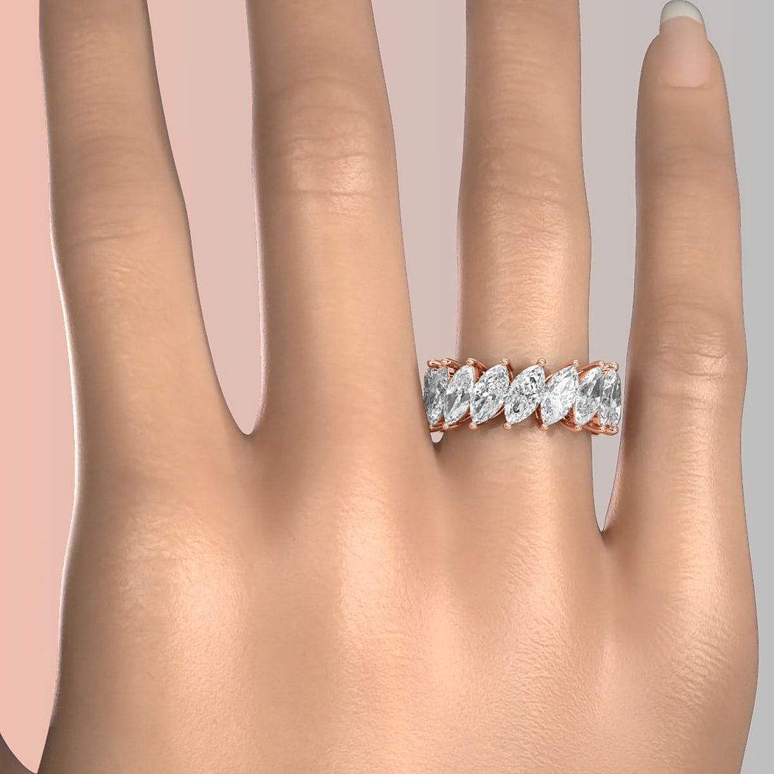 Shared Prong Eternity Marquise Lab Diamond Women's Wedding Band 8.5 mm 7.5ctw.