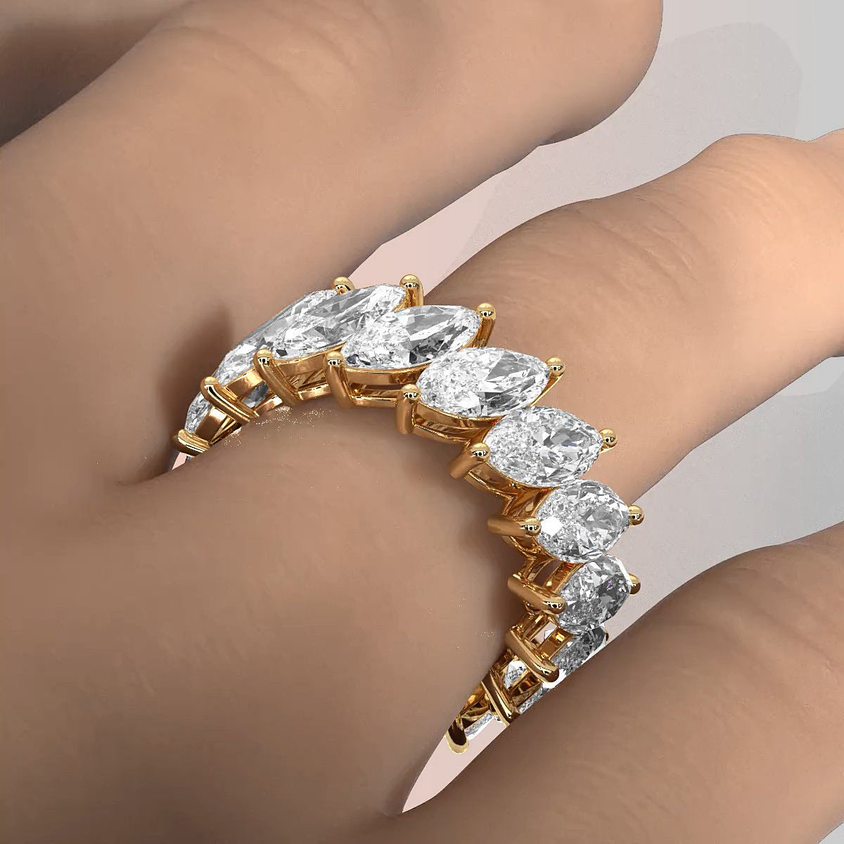 Shared Prong Eternity Marquise Lab Diamond Women's Wedding Band 8.5 mm 7.5ctw.