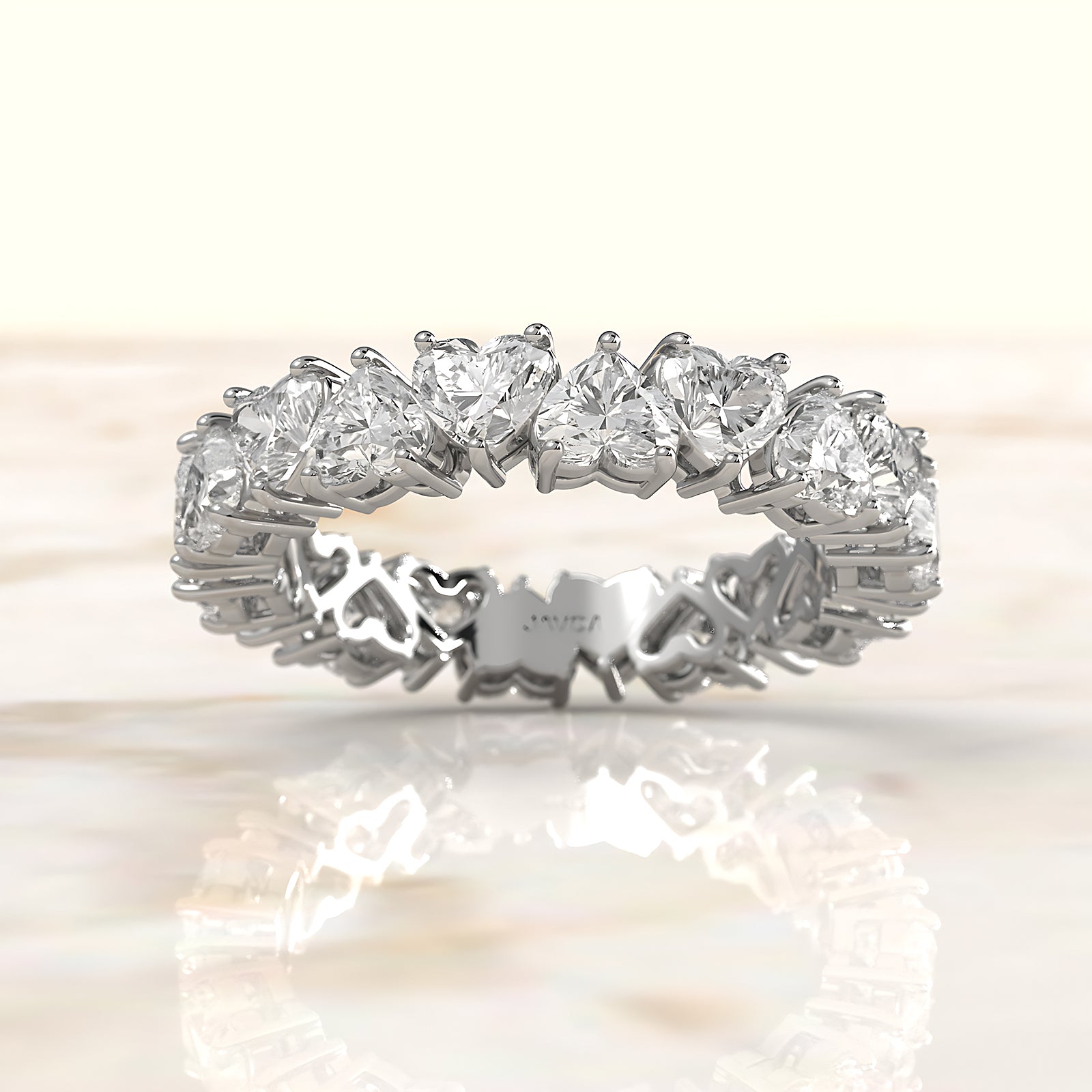 Heart Lab Diamond Eternity Shared Prong Women's Wedding Band 3.5 mm 3.8ctw.