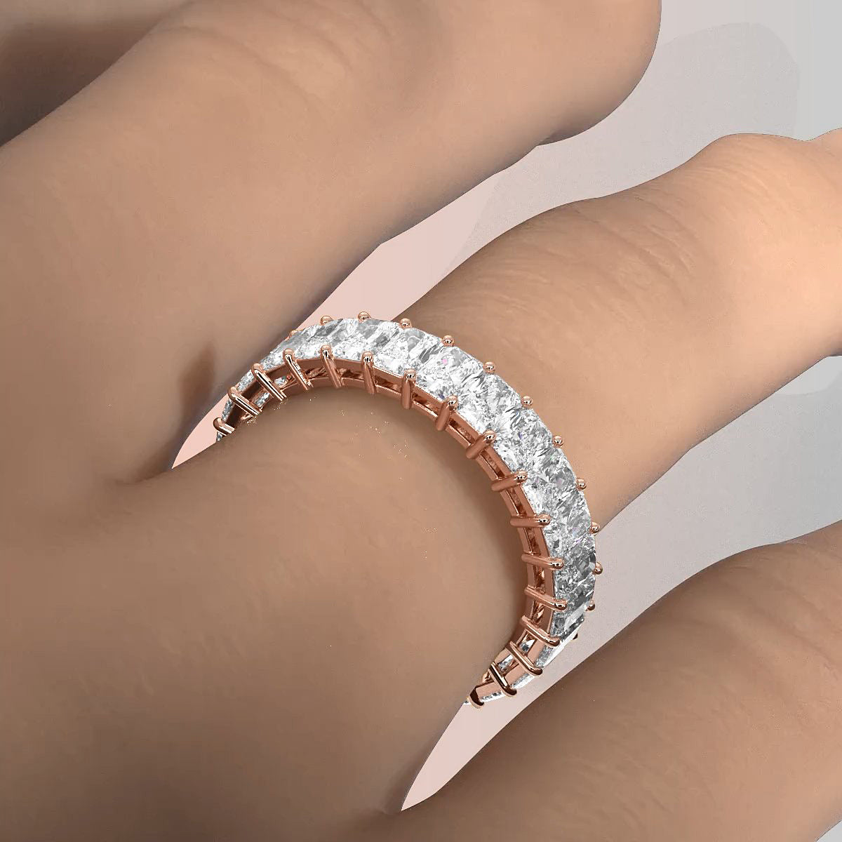 Radiant Cut Lab Diamond Shared Prong Women's Eternity Wedding Band 3.75 mm 3.60ctw.