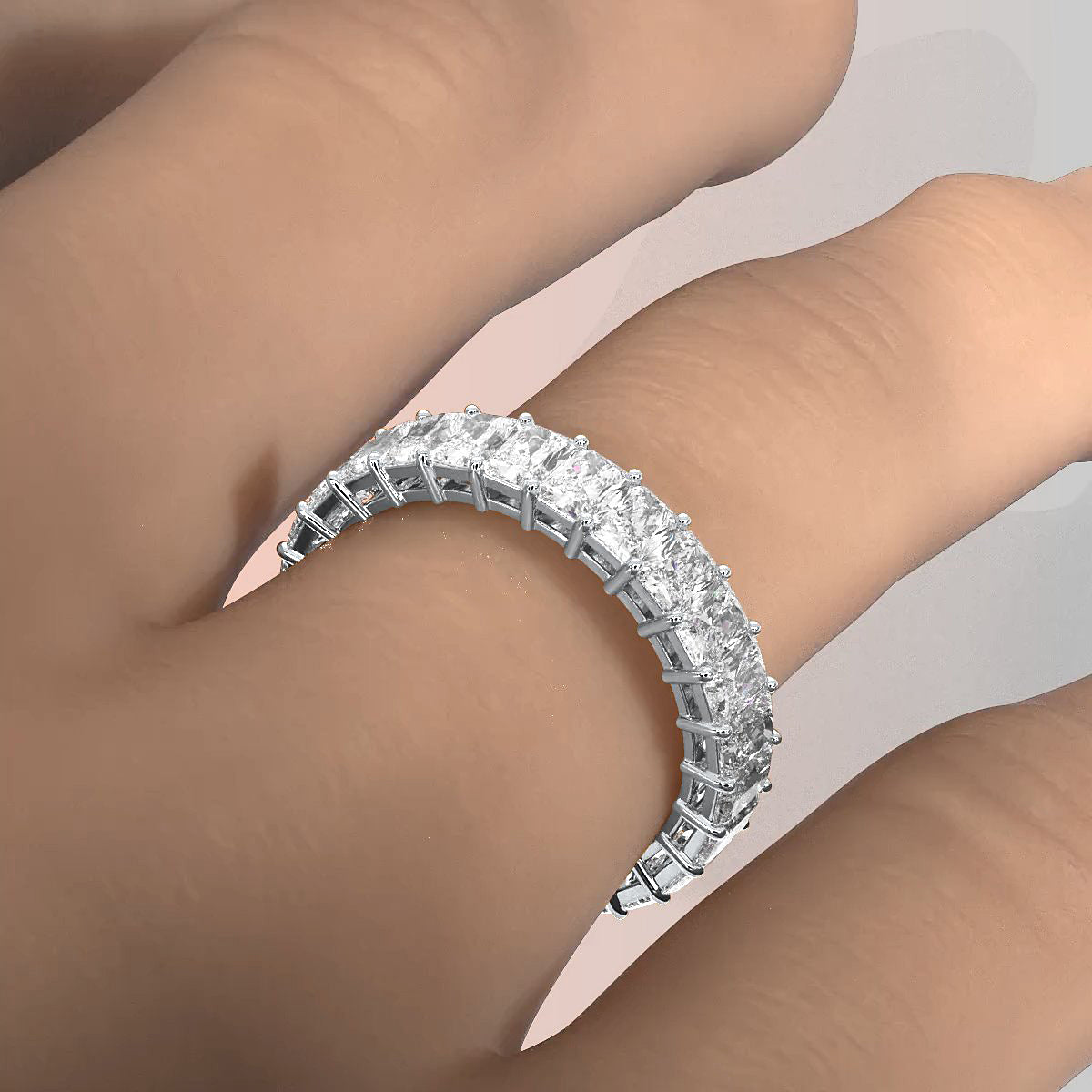 Radiant Cut Lab Diamond Shared Prong Women's Eternity Wedding Band 3.75 mm 3.60ctw.