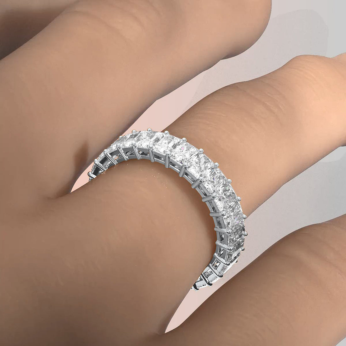 Radiant Cut Lab Diamond Shared Prong Women's Eternity Wedding Band 3.75 mm 3.60ctw.